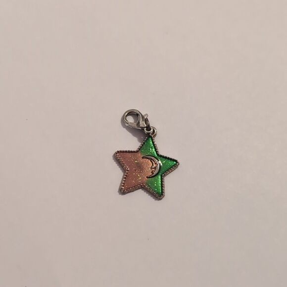 Silver‎ Two Tone Star with Moon Bracelet Charm - Picture 2 of 4